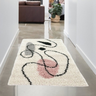 Carpetia Teppich Moderner Designerteppich mit abstrakten Mustern, creme rosa, rechteckig, Höhe: 30 mm