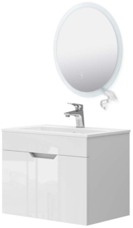 Badmöbel-Set Stefanie Weiß 3 Teile, mit Unterschrank 60 cm und Led Spiegel Vicco