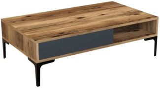 Dmora Wohnzimmertisch Gru, Niedriger Wohnzimmertisch, Kaffeeregal, Couchtisch für Sofa, 105x60h33 cm, Walnuss und Anthrazit