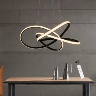 ZMH LED Pendelleuchte Wohnzimmer Schwarz Hängelampe Höhenverstellbar Ø62cm 62W Ringe Kronleuchter Deckenleuchte Dimmbar mit Fernbedienung Arbeitszimmer Küche Esszimmer Treppenlicht Kaffeeraum