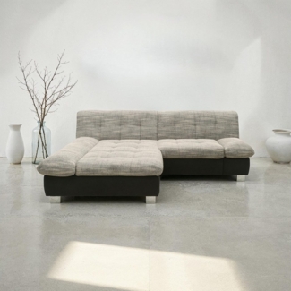 DOMO collection Ecksofa 100031 kompakte Stellmaße, komfortabel und bequem, L-Form, wahlweise mit Bettfunktion und Armteilverstellung. Breite 234 cm