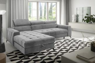 Ecksofa Schlafsofa Sofa AGNESA XS Stoff Salvador Hellgrau Ottomane Links