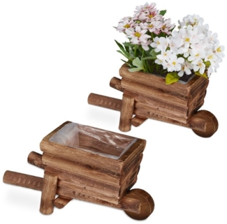 Pflanzschubkarre aus Holz 2er Set