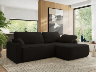 Ecksofa, L-förmiges, lose Kissen, DL-Schlaffunktion, (H 100 x T 187 x B 273 cm) - CUBO L - Boucle Schwarz - rechte Seite