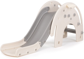 Chipolino Kinderrutsche Elefant 170 cm Rutschlänge, Basketballkorb, drei Stufen grau