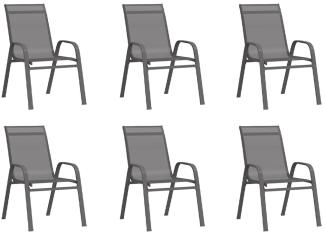 vidaXL Stapelbare Gartenstühle 6 Stk. Grau Textilene 318784