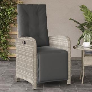 vidaXL Gartensessel mit Fußteil Verstellbar Hellgrau Poly Rattan 365190