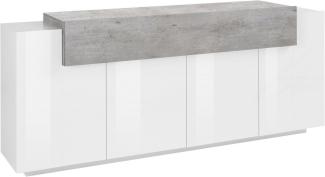 INOSIGN Sideboard Coro, Kommode, Schrank, Kredenz, grifflos mit Einlegeböden, 1 klappe,4 Türen, Doppeltiefe, B/T/H 200x45x85,6cm