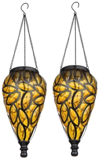 2x LED Solarleuchte, IP44, Akku, amber, H 50cm