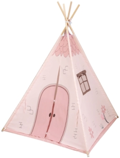 Kikka boo Kinder-Spielzelt Tipi weiche Bodenmatte, Türe zum Öffnen und Schließen rosa
