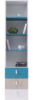 Lomadox Regal PITTSBURGH-133, Regalschrank, weiß/Eiche/blau