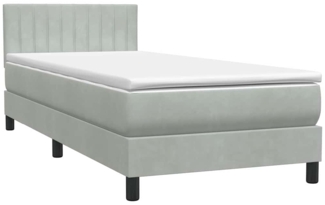 vidaXL Boxspringbett mit Matratze Hellgrau 90x210 cm Samt 3316383