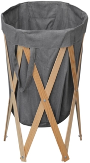 vidaXL Faltbarer Wäschekorb Grau Holz und Stoff 284228