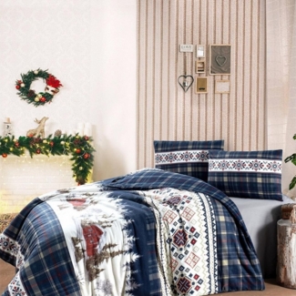 TRAUMSCHLAF Bettwäsche Schneelandschaft, Flanell, 2 teilig, Hochwertige Flanell Bettwäsche