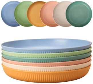 NUODWELL Geschirr-Set 6 Stück Speiseteller, Campingteller, Unzerbrechliches Speiseteller Set, 22,5cm Picknickteller für Salat Pasta Party Zuhause Spülmaschinenfest