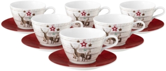 Seltmann Weiden Life Christmas Milchkaffeetasse mit Untertasse 370 ml 6er Set