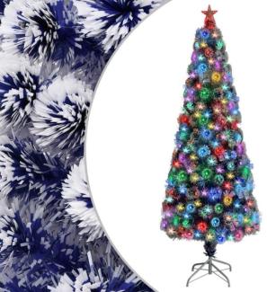 vidaXL Künstlicher Weihnachtsbaum mit LED Weiß & Blau 210 cm Glasfaser