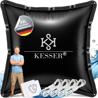 KESSER® Poolkissen Winter | Poolabdeckung mit Doppelnaht Whirpools | Luftkissen Pool Abdeckung Überwinterung | Abdeckung Einbaupools Winter | PVC wasserdicht & UV-beständig mit 4x Seile Schwarz, Quadrat, 5 Stück - 120 x 120cm
