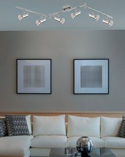 TRANGO LED Deckenspots, Dimmfunktion, 6-flammig 2000-68SD LED Deckenleuchte MIA in Chrom-Optik inkl. 6x 5 W 3-Stufen dimmbar GU10 LED Leuchtmittel - Deckenlampe - Deckenstrahler, Wohnzimmer Lampe schwenkbar und drehbar