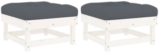 vidaXL Gartenhocker mit Kissen 2 Stk. Weiß Massivholz Kiefer 825465