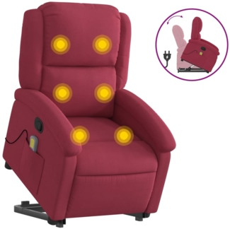 vidaXL Massagesessel mit Aufstehhilfe Weinrot Samt 3204316