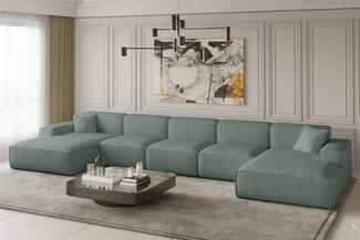 Wohnlandschaft U-Form CELES XL in Stoff Scala Saphir