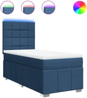 vidaXL Boxspringbett mit Matratze Blau 90x190 cm Stoff 3293829
