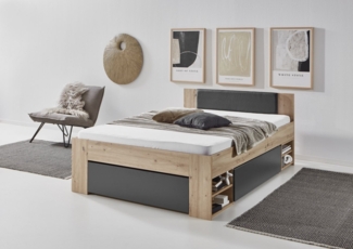 Relita Stauraumbett Stefan mit großen Schubladen u. Nako auf Rollen, mit komfortabler Liegehöhe, in 2 Breiten und 2 Farben erhältlich