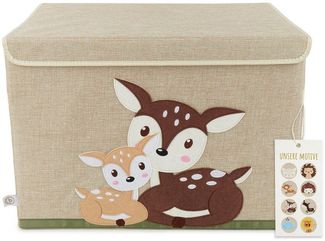 Grosse Spielzeugbox fürs Kinderzimmer, Rehe liegend, natur, 36 x 36 x 51 cm, von Bieco