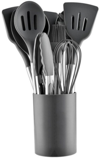 OKWISH Kochbesteck-Set 12er Küchenhelfer Set Kochgeschirr (Kochset Antihaft Hitzebeständig mit Utensilienhalter und Aufhängeloch, 12-tlg, Silikon, Kochbesteck, Kochutensilien), Spülmaschinengeeignet für Kochen Braten Schöpfen Mischen und Backen