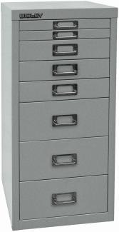 Bisley MultiDrawer™, 29er Serie, DIN A4, 8 Schubladen, Farbe silber