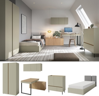 QMM TraumMöbel Jugendzimmer-Set komplett Laris Set A Schrank 2T, Schreibtisch, Bett 90/120x200