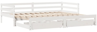 vidaXL Tagesbett Ausziehbar mit Schubladen ohne Matratze Weiß 90x190cm 3302147