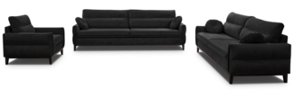 MOEBLO Polstergarnitur ESTELA 3+2+1, (Stoff Samt (Velour) Glamour Wohnlandschaft Sofa Couch Garnitur, Polstermöbel-Set Ohrensofa 3 Sitzer, 2 Sitzer und Sessel)