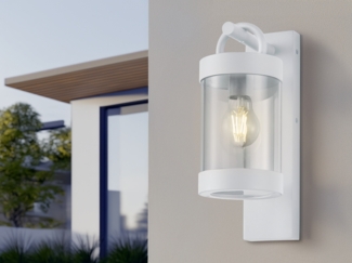 LED Außenwandleuchte Laterne im Landhausstil, Weiß, Höhe 33cm