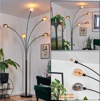 hofstein Stehlampe Stehlampe aus Metall in Schwarz/Rauch/Bernstein/Klar, Retro-Design, verstellbare Stehleuchte mit Marmorfuß und Schalter am Gehäuse, E14