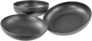 CreaTable Servierschale Uno Black Servierschalen 3-tlg, Steinzeug, (Set, 3-tlg)