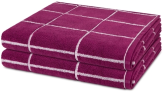 Ross Sensual Skin Karo 2 tlg. Frottier-Set - 2 X Duschtuch (75 X 140cm) - 500 - Fuchsia
