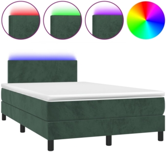 vidaXL Boxspringbett mit Matratze & LED Dunkelgrün 120x190 cm Samt 3270144