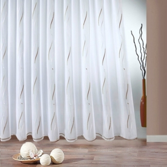Weckbrodt Gardine VIVIEN (1 St), Smokband, halbtransparent, Voile, echte Stickerei, Voile, Allover, Motiv, Halbtransparent, gebogt, Store