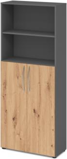 bümö® Aktenschrank Regal Kombi 5 OH in Graphit/Asteiche