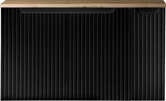 Waschtisch-Unterschrank 100cm, in schwarz mit Eiche, NEWPORT-56-BLACK