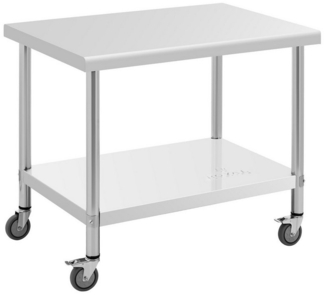 Royal Catering Arbeitstisch 70 x 100 cm Rollbarer Edelstahltisch Gastrotisch Edelstahl 155 kg