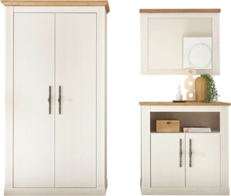Home affaire Garderoben-Set WESTMINSTER TOPSELLER!, (3-St, Kommode, Spiegel, Garderobenschrank), im romantischen Landhausstil