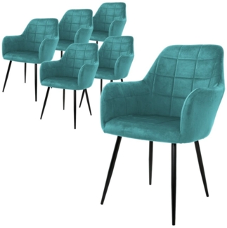 ML-DESIGN Stuhl Esszimmerstuhl ergonomisch & gepolstert, Esstischstuhl mit Rückenlehne (6 St), Wohnzimmerstuhl Petrol Samtbezug Küchenstuhl Polsterstuhl