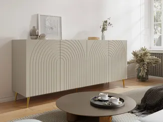 Vente-unique - NORSIM Sideboard Holz, Platte Beige - B 38 cm x H 85 cm x L 200 cm