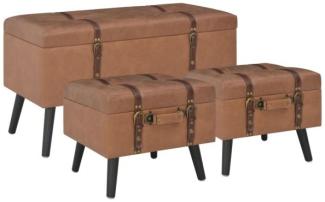 vidaXL Hocker mit Stauraum 3 Stk. Braun Kunstleder 247533