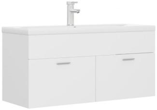vidaXL Waschbeckenunterschrank mit Einbaubecken Weiß Holzwerkstoff 3071297