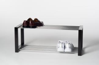 Schuhregal LUIS mit Holzrahmen in schwarz/ Stangen verchromt, ca. 80 x 32 x 30 cm