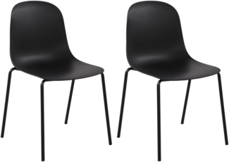CLP 2er Set Stühle Hardin, stapelbare gartenstühle, wetterfest und UV-beständig,schwarz